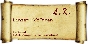 Linzer Kármen névjegykártya